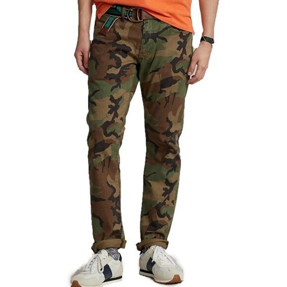 NWT Polo Ralph Lauren Men's Varick Slim Straight Pony Camo Jeans Crowell 32, 34 - Picture 6 of 11